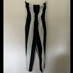 Black and White Denim Striped Jumper